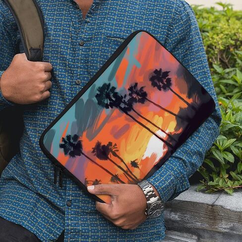 حافظة لجهاز Mac Book Pro مقاس 16 بوصة بتصميم غروب الشمس - حافظة كمبيوتر محمول على شكل شجرة النخيل - حافظة لجهاز Mac Book بتصميم لطيف in Kuwait