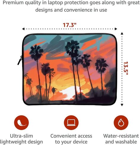 حافظة لجهاز Mac Book Pro مقاس 16 بوصة بتصميم غروب الشمس - حافظة كمبيوتر محمول على شكل شجرة النخيل - حافظة لجهاز Mac Book بتصميم لطيف in Kuwait