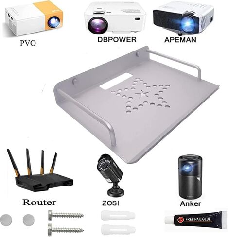 2-Be-Best Small Wall Shelf, Floating Shelf Heat Dissipation Design Mini Projector Wall Mount for Wall 90° Foldable 8.8lbs Load Used for Projector, Router, Artwork, Media Boxes, Game Consoles (Sliver) in Saudi Arabia
