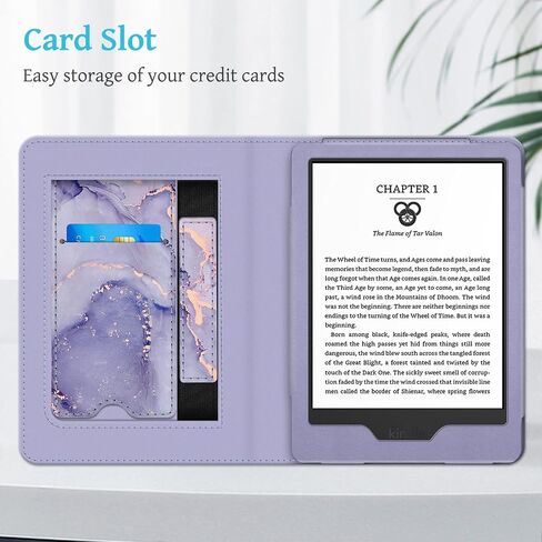 حافظة Fintie لجهاز Kindle الجديد مقاس 6 بوصات (إصدار 2022) - غطاء من جلد البولي يوريثان مع فتحة للبطاقة وحزام يد لجهاز Kindle 2022 الجيل الحادي عشر رقم الموديل C2V2L3 (غير مناسب للورق الأبيض أو الواحة)، رخام أرجواني in Kuwait