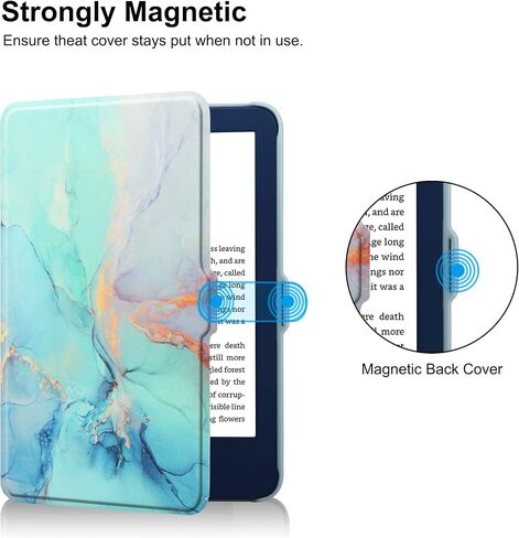 حافظة HGWALP لإصدار Kindle 11th Generation 2022 الجديد كليًا مقاس 6 بوصات فقط، غطاء جلد PU فائق النحافة مع خاصية النوم والاستيقاظ التلقائي، حافظة واقية لجهاز Kindle 2022-رخام أزرق in Kuwait