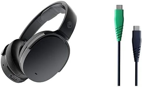 Skullcandy Hesh ANC Wireless Noise Cancelling Over-Ear Headphone - Mod White with Line Round Charging Cable, USB-C to USB-C - Dark Blue/Green, 4ft in Kuwait