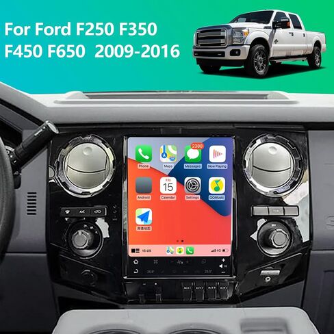 Qualcomm Android 11 Car Radio for Ford F250 F350 2009-2012 F450 F650 2009-2014 Stereo Replacement Head Unit 12.1 Inch 2K IPS Touch Screen Tesla Style Carplay Android Auto Navigation Multimedia Play in Kuwait