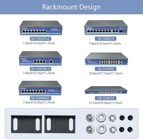 QINIYEK 8 منافذ جيجابت إيثرنت PoE غير مُدارة، مع 8 منافذ PoE+ @120 وات، التوصيل والتشغيل، سطح المكتب أو الحائط، مع متوافق مع 802.3af/at in Kuwait