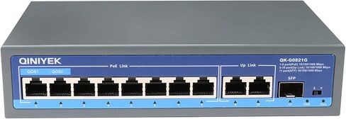 QINIYEK 8 منافذ جيجابت إيثرنت PoE غير مُدارة، مع 8 منافذ PoE+ @120 وات، التوصيل والتشغيل، سطح المكتب أو الحائط، مع متوافق مع 802.3af/at in Kuwait