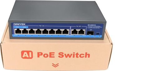QINIYEK 8 منافذ جيجابت إيثرنت PoE غير مُدارة، مع 8 منافذ PoE+ @120 وات، التوصيل والتشغيل، سطح المكتب أو الحائط، مع متوافق مع 802.3af/at in Kuwait