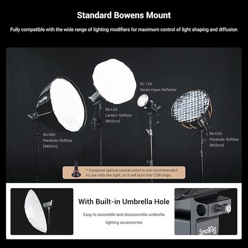 SmallRig RC 120B 120W COB LED Video Light, 2700K-6500K, 4,450Lux@1m and SmallGoGo App Control, TLCI 96+ CRI 95+, 9 Lighting Effects, Support AC Adapter and 14.4V/26V V-Mount Battery- 4207 in Kuwait