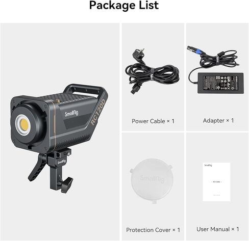 SmallRig RC 120B 120W COB LED Video Light, 2700K-6500K, 4,450Lux@1m and SmallGoGo App Control, TLCI 96+ CRI 95+, 9 Lighting Effects, Support AC Adapter and 14.4V/26V V-Mount Battery- 4207 in Kuwait