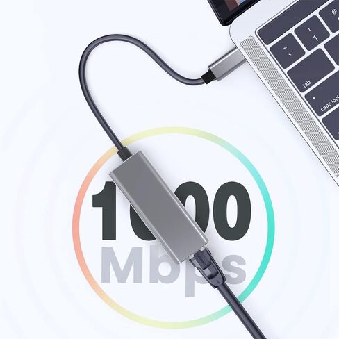 محول KIHENG USB C إلى Ethernet، RJ45 إلى USB C Thunderbolt 3/Type-C Gigabit Ethernet LAN محول شبكة متوافق مع Windows وMacBook وmacOS وMac Pro Mini والكمبيوتر المحمول والكمبيوتر الشخصي والمزيد in Kuwait