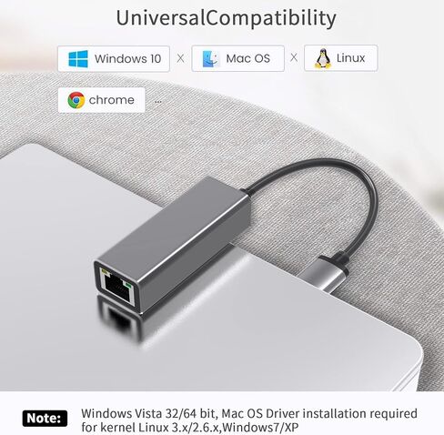 محول KIHENG USB C إلى Ethernet، RJ45 إلى USB C Thunderbolt 3/Type-C Gigabit Ethernet LAN محول شبكة متوافق مع Windows وMacBook وmacOS وMac Pro Mini والكمبيوتر المحمول والكمبيوتر الشخصي والمزيد in Kuwait