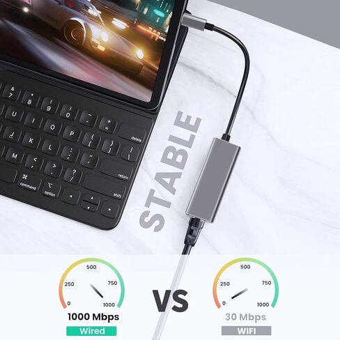 محول KIHENG USB C إلى Ethernet، RJ45 إلى USB C Thunderbolt 3/Type-C Gigabit Ethernet LAN محول شبكة متوافق مع Windows وMacBook وmacOS وMac Pro Mini والكمبيوتر المحمول والكمبيوتر الشخصي والمزيد in Kuwait
