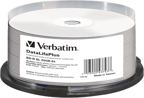 Verbatim BD-R Blank Blu-ray Discs 25 GB - 6X Burning Speed, Printable, 25-Pack Spindle 43743 in Saudi Arabia