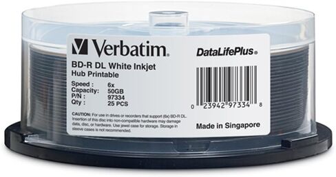25pk Bd-R Dl 50gb 6X Spindle Dl+ White Inkjet Hub Printable in Saudi Arabia