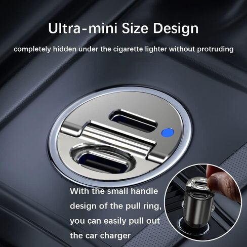 Wekttznol USB C Car Charger, PD 30W & PD 30W Type C Car Charger with Mini and All-Metal Body, Compatible with iPhone 14/13/12 Pro Max/Pro/Samsung Galaxy 22/Google Pixel in Saudi Arabia
