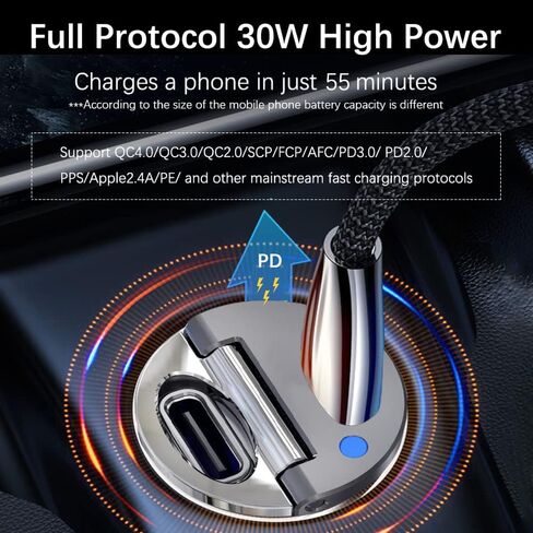 Wekttznol USB C Car Charger, PD 30W & PD 30W Type C Car Charger with Mini and All-Metal Body, Compatible with iPhone 14/13/12 Pro Max/Pro/Samsung Galaxy 22/Google Pixel in Saudi Arabia