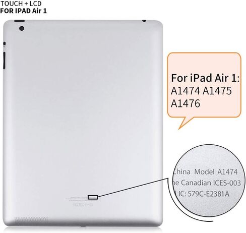 Screen Replacement For iPad Air 1st Generation 9.7inch A1474 A1475 A1476（Not For Air 2）LCD Display And Touch Screen digitizer With Home Button & Free Tool Repair Kit & Screen Protector (Black) in Saudi Arabia