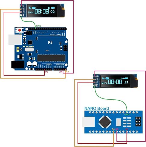 JUZITAO 6 قطعة I2C وحدة عرض 0.91 بوصة I2C OLED وحدة عرض أزرق I2C OLED شاشة سائق تيار مستمر 3.3 فولت ~ 5 فولت (لون العرض الأزرق) in Saudi Arabia
