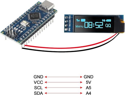 JUZITAO 6 قطعة I2C وحدة عرض 0.91 بوصة I2C OLED وحدة عرض أزرق I2C OLED شاشة سائق تيار مستمر 3.3 فولت ~ 5 فولت (لون العرض الأزرق) in Saudi Arabia