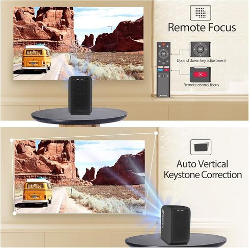 SANSUI Portable Projector with WiFi and Bluetooth, 1080P Smart Projector Netflix-Licensed,10000 Lumens,Auto Keystone Correction,Hi-Fi Audio HDR 10 for Home Theatre Outdoor Movies/ in Kuwait