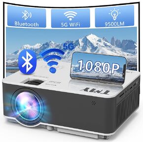 Projector with 5G WiFi and Bluetooth, Native 1080P Mini Projector, Portable Home Projector Compatible with TV Stick/Phone/PC/DVD/HDMI/AV/USB/SD etc, indoor & outdoor use in Kuwait