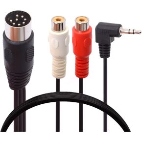 كابل صوت Din 8 Pin إلى RCA و3.5 مم، قابس ذكر 8 Pin DIN إلى 3.5 مم + كابل محول AUX ستيريو TRS ذكر 2RCA لمشغل CD ومضخم الصوت 1.8 متر / 6 قدم (ذكر RCA) in Kuwait