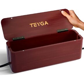 BamBox Premium by TEYGA - Indestructible Bamboo Cable Management Box - Stylish Cord Organizer Box and Cable Organizer Box, Wire Box That Hides Power Strip - Cord Box Hider and Surge Protector Cover