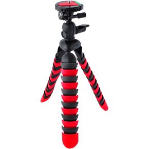 Xit XT12FLXTR 12-Inch Flexible Tripod with Flexible, Wrapable Legs, Quick Release Plate and Bubble Level (Red/Black)