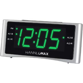 HANNLOMAX HX-148CR Alarm Clock Radio, PLL FM Radio, Dual Alarm, 1.4" Green LED Display, USB Port for 2.1A Charging. in Saudi Arabia