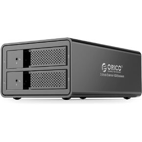 حاوية محرك الأقراص الصلبة الخارجية ORICO USB 3.0 إلى SATA 2 Bay مقاس 3.5 بوصة تدعم 32 تيرابايت (2 × 16 تيرابايت) حاوية تخزين بيانات توسيع من سبائك الألومنيوم - 9528U3 in Kuwait