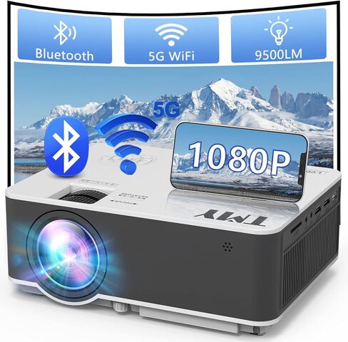 Projector with 5G WiFi and Bluetooth, Native 1080P Mini Projector, Portable Home Projector Compatible with TV Stick/Phone/PC/DVD/HDMI/AV/USB/SD etc, indoor & outdoor use in Kuwait