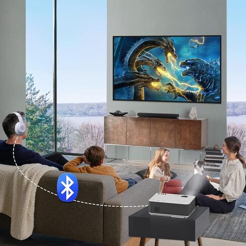 Projector with 5G WiFi and Bluetooth, Native 1080P Mini Projector, Portable Home Projector Compatible with TV Stick/Phone/PC/DVD/HDMI/AV/USB/SD etc, indoor & outdoor use in Kuwait