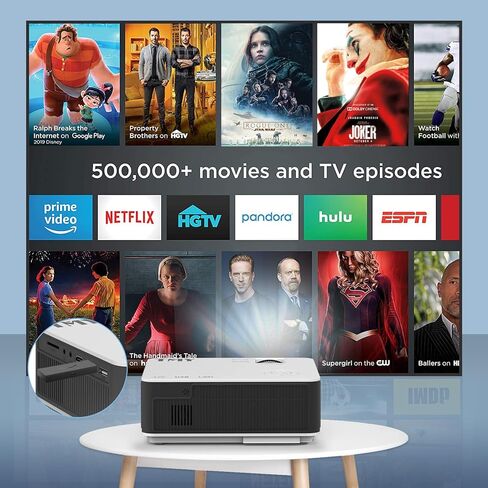 Projector with 5G WiFi and Bluetooth, Native 1080P Mini Projector, Portable Home Projector Compatible with TV Stick/Phone/PC/DVD/HDMI/AV/USB/SD etc, indoor & outdoor use in Kuwait