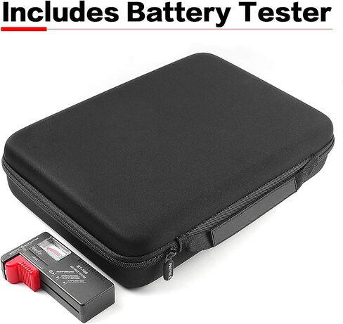 Battery Organizer Storage Case Holder with Tester BT-168, Batteries Variety Pack Bag, Holds 140+ AA, AAA, C, D, 9V, Lithium 3V Button Batteries, Battery Caddy Container(Not includes Batteries)(Black) in Saudi Arabia