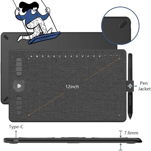 تابلت قلم GAOMON M1230 وقفازات إصبع واحدة - نظام تشغيل أندرويد 12 بوصة يدعم 13 مفتاحًا سريعًا و16 مفتاحًا ناعمًا للوسائط المتعددة قلم رسم الرسومات مع قلم رسم 8192 يدعم إمالة الضغط وقلم خالٍ من البطارية in Saudi Arabia
