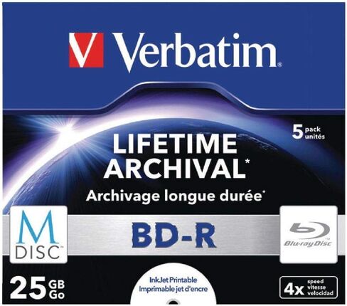 Verbatim 43823 25GB 4X M-Disc BD-R - 5 Pack Jewel Case in Kuwait