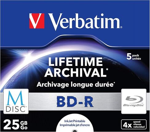Verbatim 43823 25GB 4X M-Disc BD-R - 5 Pack Jewel Case in Kuwait