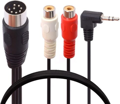 كابل صوت Din 8 Pin إلى RCA و3.5 مم، قابس ذكر 8 Pin DIN إلى 3.5 مم + كابل محول AUX ستيريو TRS ذكر 2RCA لمشغل CD ومضخم الصوت 1.8 متر / 6 قدم (ذكر RCA) in Kuwait