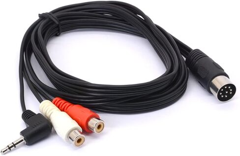 كابل صوت Din 8 Pin إلى RCA و3.5 مم، قابس ذكر 8 Pin DIN إلى 3.5 مم + كابل محول AUX ستيريو TRS ذكر 2RCA لمشغل CD ومضخم الصوت 1.8 متر / 6 قدم (ذكر RCA) in Kuwait