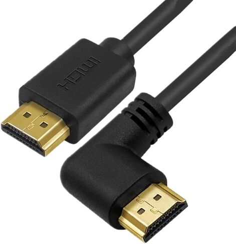 HDMI 2.0 Cable 4K 60HZ, Dafensoy High-Speed HDMI Male to Male 90 Degree Elbow Cable, Support 4K Ultra HD 3D 1080P Ethernet and Audio Return ARC Compatible PC Laptop TV Etc 2FT (Bend Down) in Kuwait