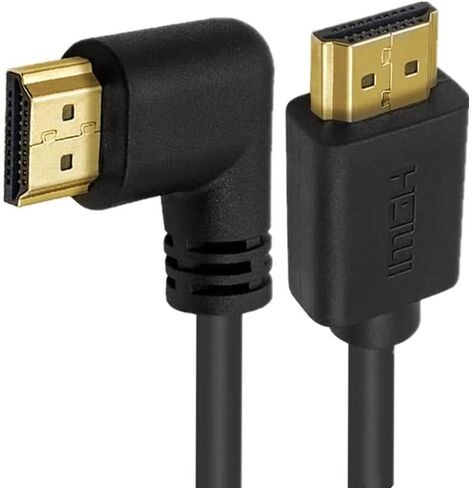 HDMI 2.0 Cable 4K 60HZ, Dafensoy High-Speed HDMI Male to Male 90 Degree Elbow Cable, Support 4K Ultra HD 3D 1080P Ethernet and Audio Return ARC Compatible PC Laptop TV Etc 2FT (Bend Down) in Kuwait