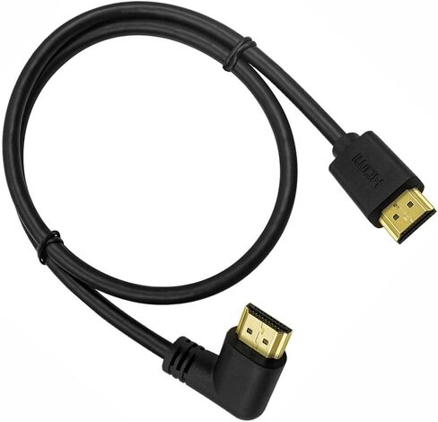 HDMI 2.0 Cable 4K 60HZ, Dafensoy High-Speed HDMI Male to Male 90 Degree Elbow Cable, Support 4K Ultra HD 3D 1080P Ethernet and Audio Return ARC Compatible PC Laptop TV Etc 2FT (Bend Down) in Kuwait