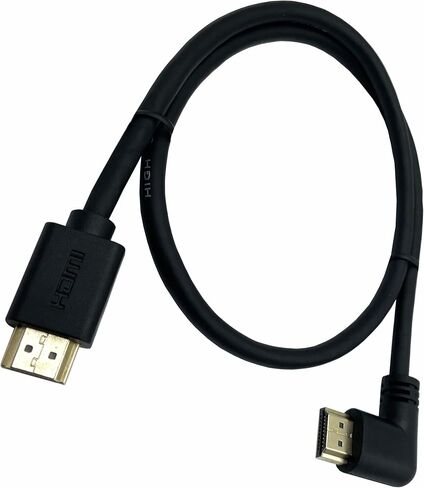 كابل HDMI 2.0 4K 60 هرتز، Dafensoy كابل HDMI عالي السرعة ذكر إلى ذكر 90 درجة، يدعم 4K Ultra HD 3D 1080P Ethernet وإرجاع الصوت ARC المتوافق مع أجهزة الكمبيوتر المحمول والتلفزيون وما إلى ذلك 2FT (ينحني للأسفل) in Kuwait