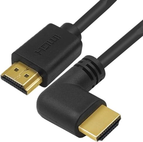 كابل HDMI 2.0 4K 60 هرتز، Dafensoy كابل HDMI عالي السرعة ذكر إلى ذكر 90 درجة، يدعم 4K Ultra HD 3D 1080P Ethernet وإرجاع الصوت ARC المتوافق مع أجهزة الكمبيوتر المحمول والتلفزيون وما إلى ذلك 2FT (ينحني للأسفل) in Kuwait