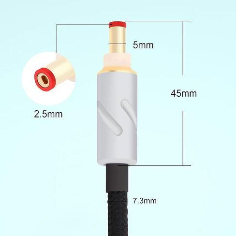 كابل Monosaudio HiFi Audio DC 2.5 مم/2.1 مم عالي النقاء OFC 4N 99.998% من الفضة النقية Audiophile صوت مخصص DC5.5-2.1 خط 1A-3A للصوت، ومكبرات الصوت، ومكبرات الصوت S، والمسرح المنزلي، أمبير (1M/3.3Ft) in Kuwait