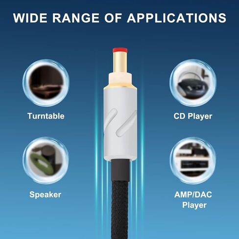 كابل Monosaudio HiFi Audio DC 2.5 مم/2.1 مم عالي النقاء OFC 4N 99.998% من الفضة النقية Audiophile صوت مخصص DC5.5-2.1 خط 1A-3A للصوت، ومكبرات الصوت، ومكبرات الصوت S، والمسرح المنزلي، أمبير (1M/3.3Ft) in Kuwait