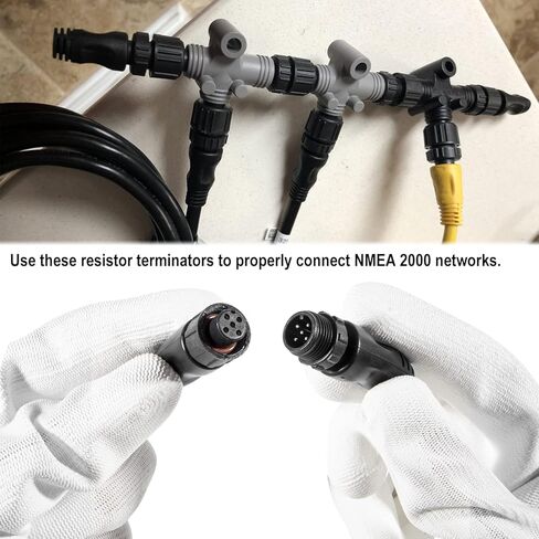 موصلات مقاومة دقيقة لشبكة NMEA 2000 (N2k)، موصل طرف ذكر وأنثى واحد مناسب لشبكات لورانس سيمراد بي اند جي نافيكو جارمين in Kuwait