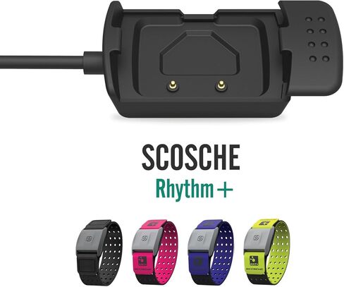 MoKo Scosche Rhythm+ قاعدة شاحن لمراقبة معدل ضربات القلب، شاحن USB بديل لقاعدة الشحن مع كابل شحن 1 متر لإيقاع Scosche + سوار ذراع لمراقبة معدل ضربات القلب، أسود in Kuwait