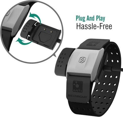 MoKo Scosche Rhythm+ قاعدة شاحن لمراقبة معدل ضربات القلب، شاحن USB بديل لقاعدة الشحن مع كابل شحن 1 متر لإيقاع Scosche + سوار ذراع لمراقبة معدل ضربات القلب، أسود in Kuwait