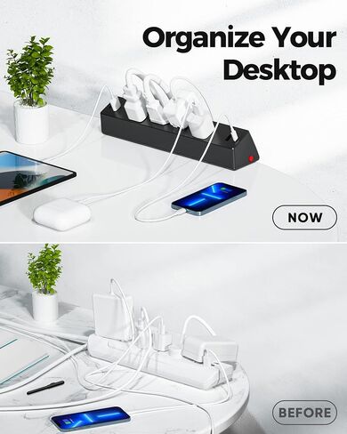 شريط طاقة بمشبك مكتب مع منافذ USB C، وواقي زيادة التيار 1080J مع سلك تمديد بطول 6 أقدام، وشريط طاقة مثبت على حافة المكتب مع 4 منافذ USB، يناسب حافة سطح الطاولة مقاس 1.7 بوصة. in Kuwait