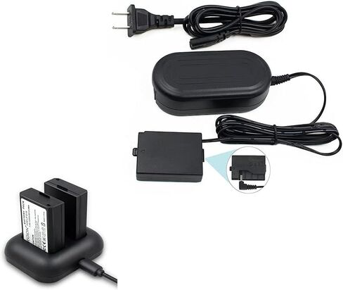 قطعتان من بطاريات LP-E10 + محول طاقة تيار متردد ACK-E10 لكاميرات Canon EOS Rebel T3 T5 T6 T7 T100 Kiss X50 X70 X80 X90 1100D 1200D 1300D 1500D 4000D (متوافقة بنسبة 100% مع الأصلي) in Kuwait